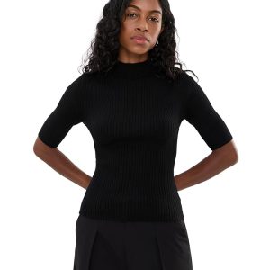 Sanctuary High Neck Ribbed Top