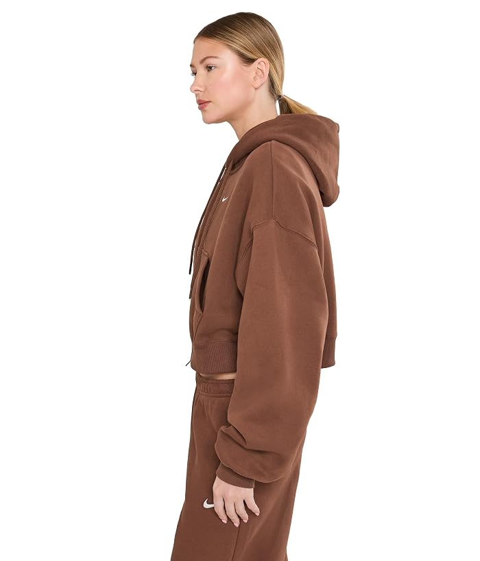Nike Studio Fleece Medium Weight Oversized Full Zip Cropped Hoodie - Image 3