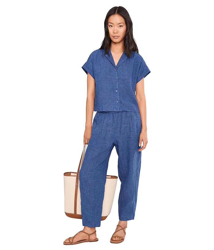Eileen Fisher Petite Washed Organic Linen Delave Notch Collar Shirt - Image 2