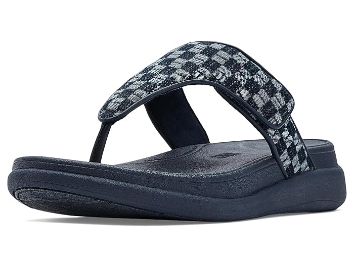 FitFlop F-Mode Go Adj. Checkerboard-Denim Toe-Post Sandals