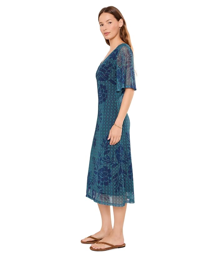 Johnny Was Double V-Neck Mesh Midi Dress - Image 3