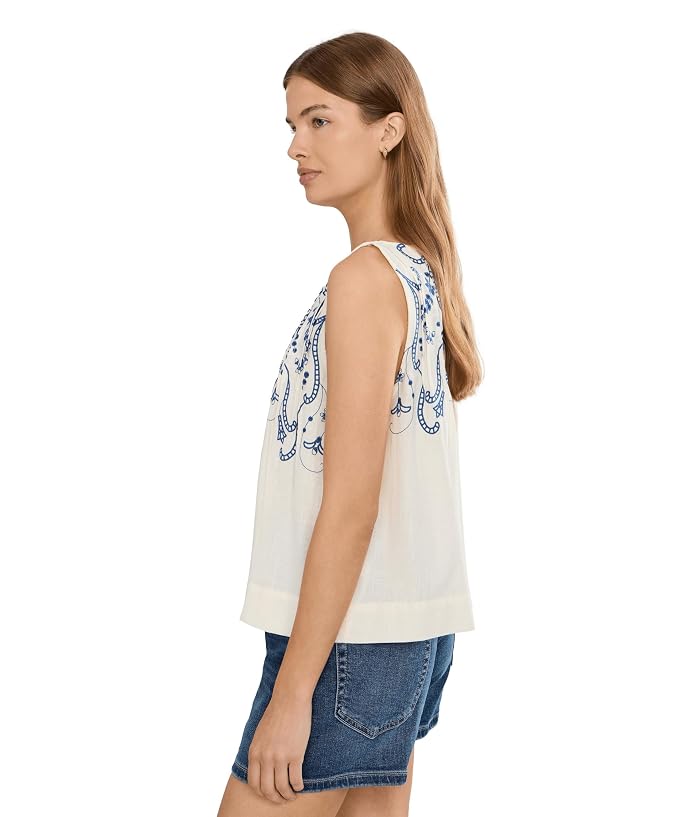 Liverpool Los Angeles Petite Sleeveless Boat Neck Woven Top with Pintucks - Image 3
