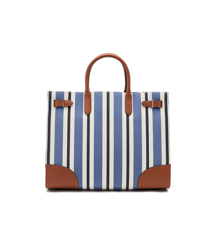 Lauren Ralph Lauren Striped Canvas Large Devyn Tote Bag