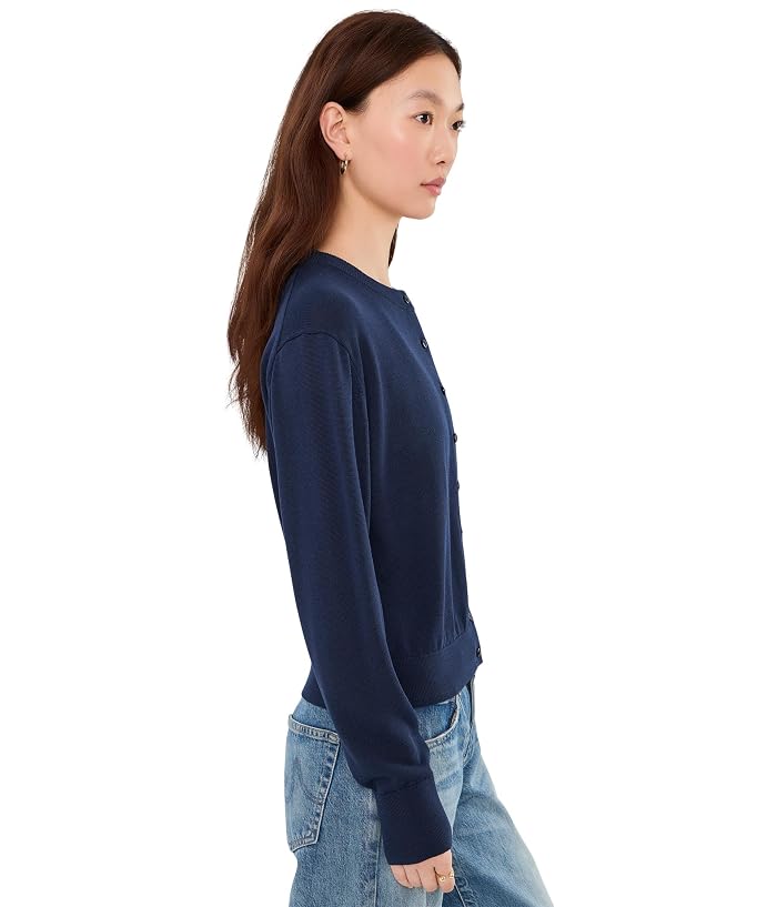 525 america Bennett Sheer Long Sleeve Button-Down Crew Neck Cardi - Image 3