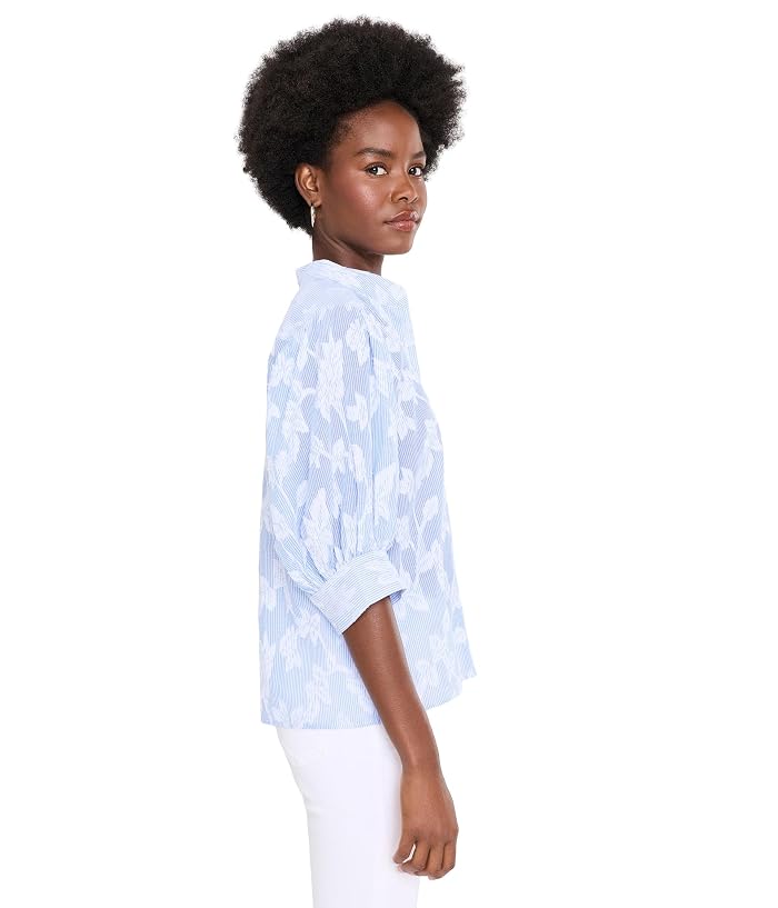 CeCe Pinstripe Cotton Pearce Top - Image 3