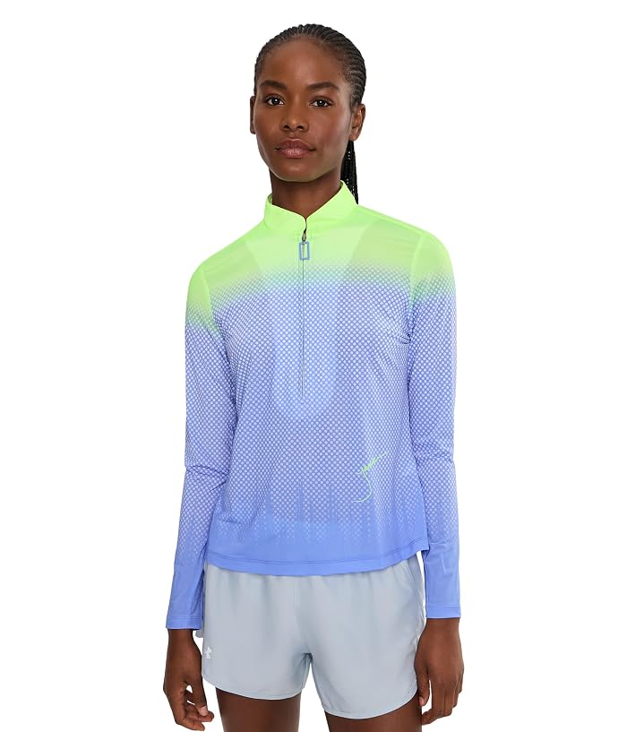 Jamie Sadock Micro Dot Ombre Long Sleeve Zip Mock Golf Top
