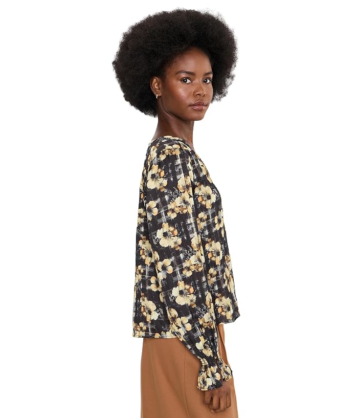 Liverpool Los Angeles Button Front Woven Top w/ Smocking - Image 3