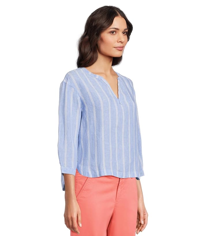 L.L.Bean Premium Washable Linen Shirt Split-Neck Stripe - Image 2