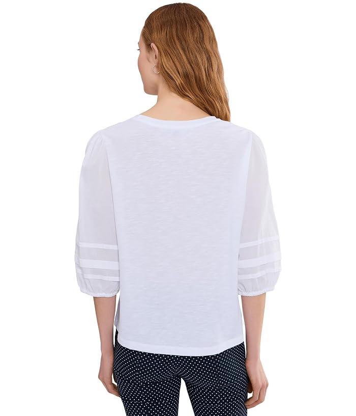 Elliott Lauren Mixed Signals - Knit Woven Combo Top With Balloon Sleeves - Image 4