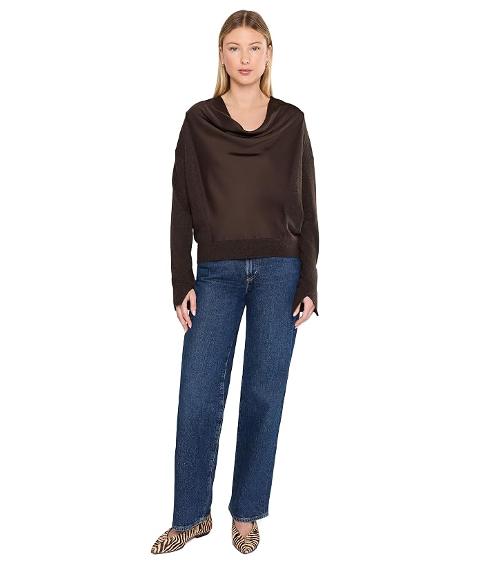 Liverpool Los Angeles Long Sleeve Drap Neck Woven Sweater Hybrid - Image 2
