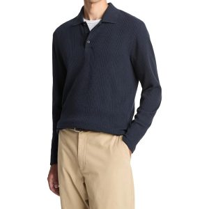 Vince Variegated Texture Long Sleeve Polo