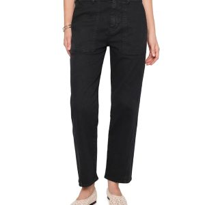 AG Jeans Analeigh Mid-Rise Utility Pants in Sulfur Super Black