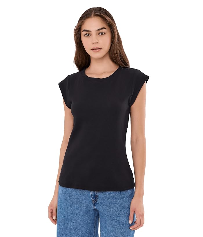 Mod-o-doc Cap Sleeve Open Crew Neck Tee