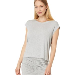 Norma Kamali Sleeveless Boyfriend Cropped Crewneck Top