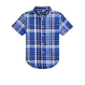 Polo Ralph Lauren Kids Plaid Cotton Poplin Short Sleeve Shirt (Toddler/Little Kid)