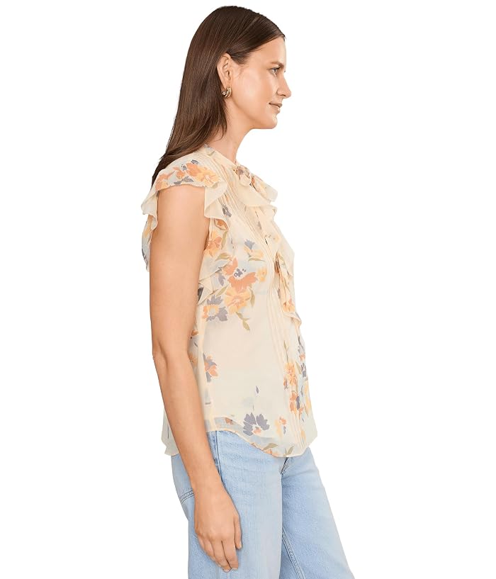 Lauren Ralph Lauren Floral Pintucked Tie Neck Blouse - Image 3