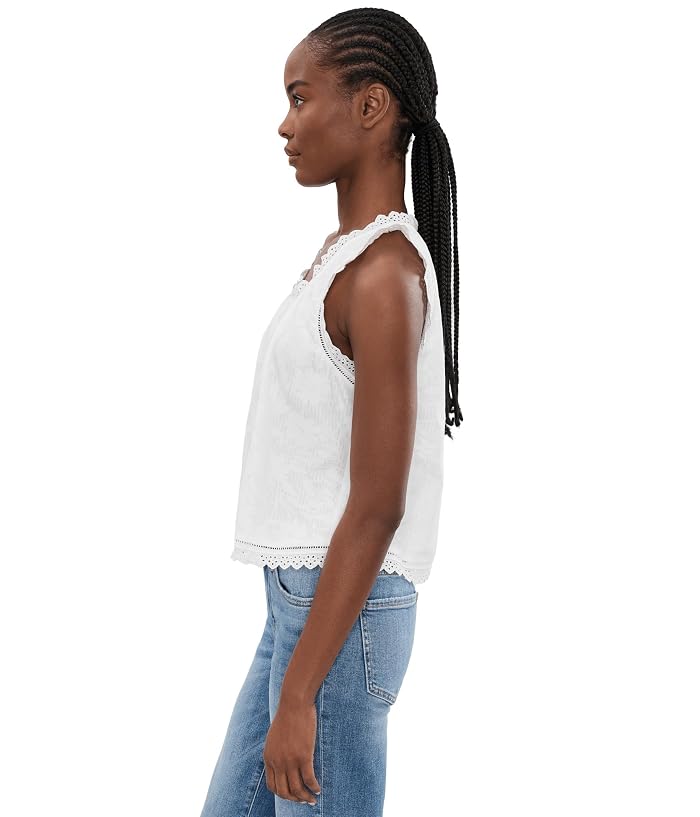 Vince Camuto Cropped Buttondown Peasant Tank Blouse W/Ruffle - Image 3