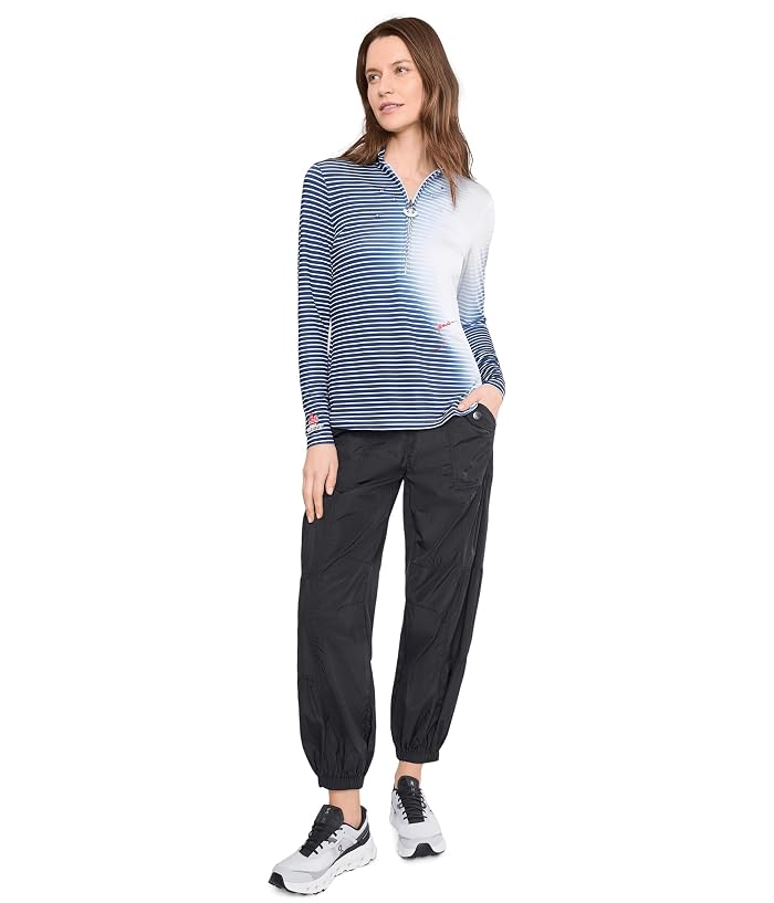 Jamie Sadock Sunsense Gradient Stripe Mock Neck 1/4 Zip Long Sleeve Top - Image 2