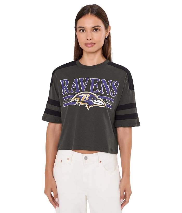 Junk Food Clothing NFL Baltimore Ravens Bling Striped Crop Tee