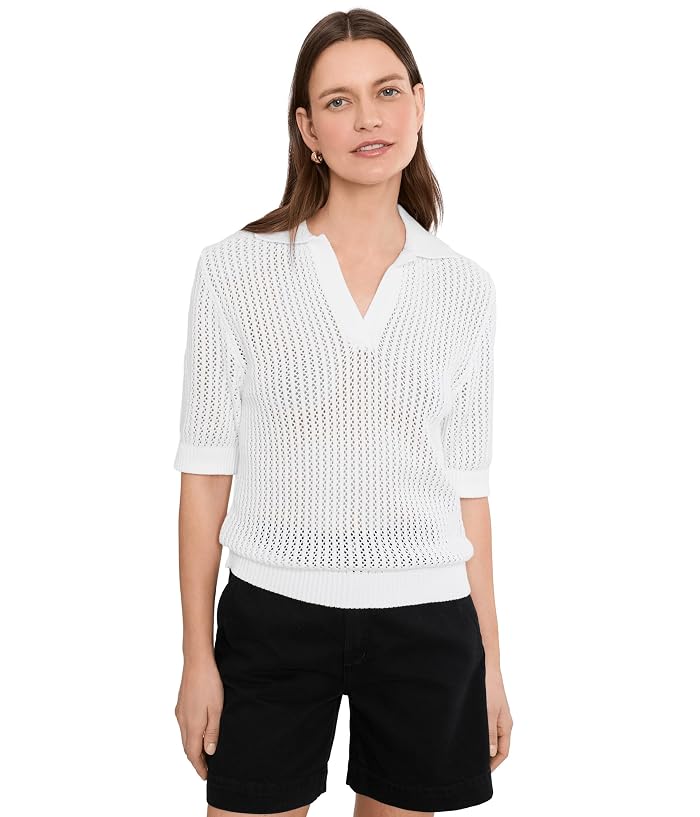 NIC+ZOE Mesh Polo Sweater