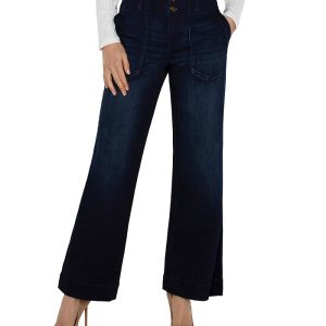 Liverpool Los Angeles Patch Pocket Mid-Rise Wide Leg Stretch Denim