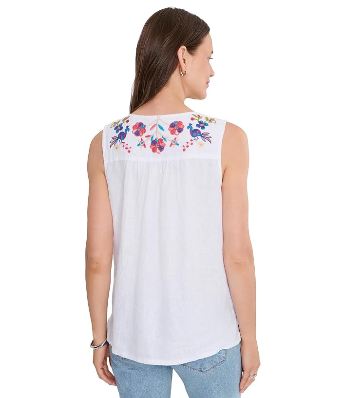 Johnny Was V-neck Shirred Linen Tank - Estrella - Image 4