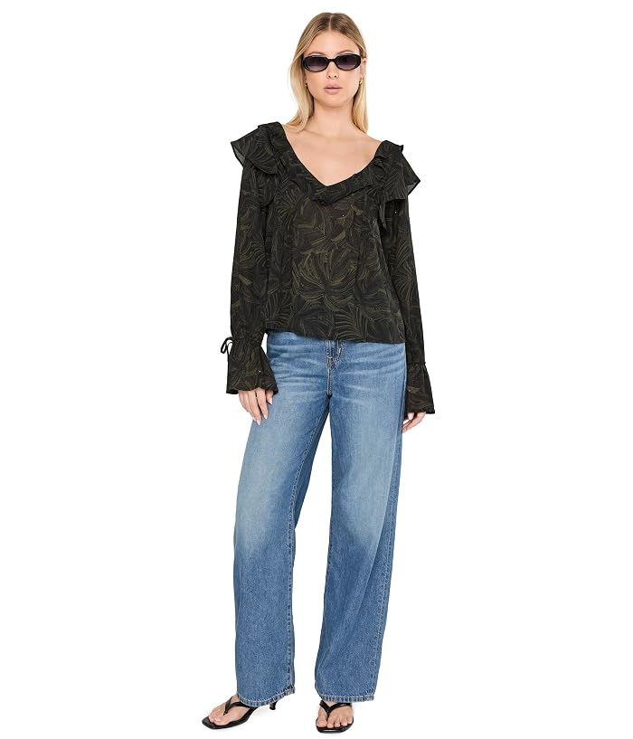Liverpool Los Angeles Long Sleeve Double Ruffle V-Neck Woven Blouse - Image 2