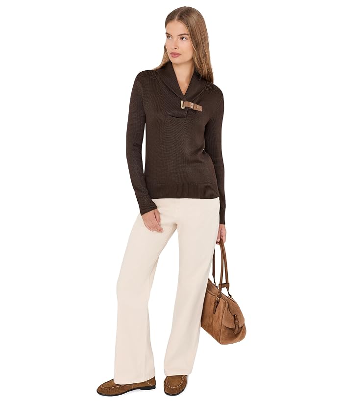 Lauren Ralph Lauren Petite Buckle-Trim Cotton-Blend Sweater - Image 2