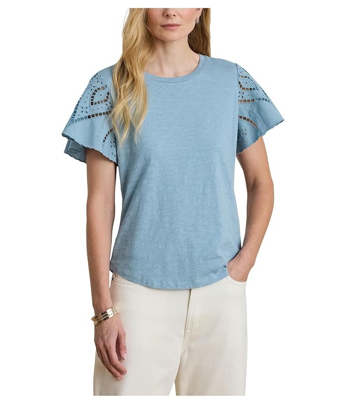 Lauren Ralph Lauren Eyelet Cotton Jersey & Broadcloth Top