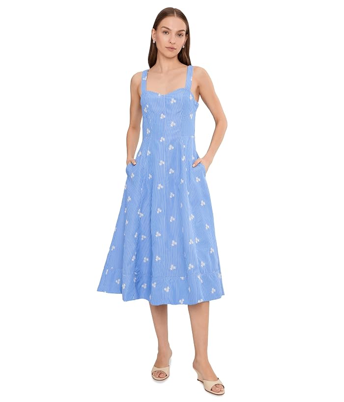 Avec Les Filles Sleeveless Sweetheart Midi Dress
