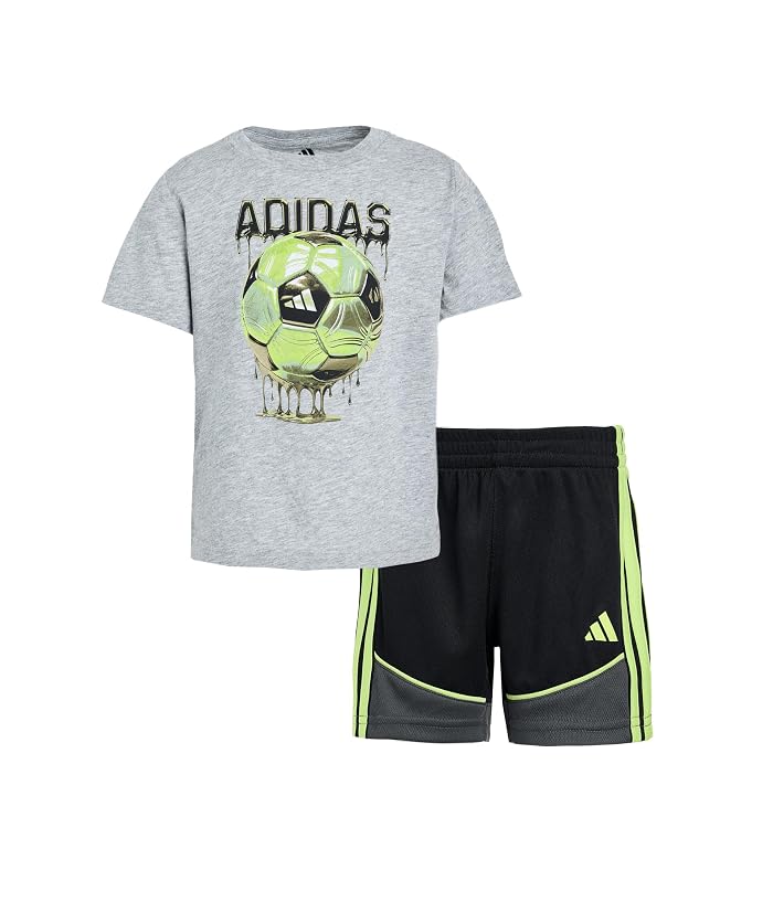 adidas Kids Heather Color-Block Shorts Set (Infant) - Image 4