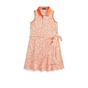 Polo Ralph Lauren Kids Pineapple Faux-Wrap Mesh Polo Dress (Big Kid)