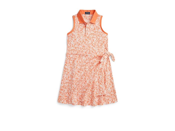 Polo Ralph Lauren Kids Pineapple Faux-Wrap Mesh Polo Dress (Big Kid)