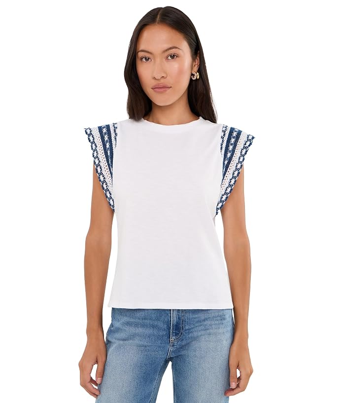 NIC+ZOE Petite Knit Trim Cotton Slub Top