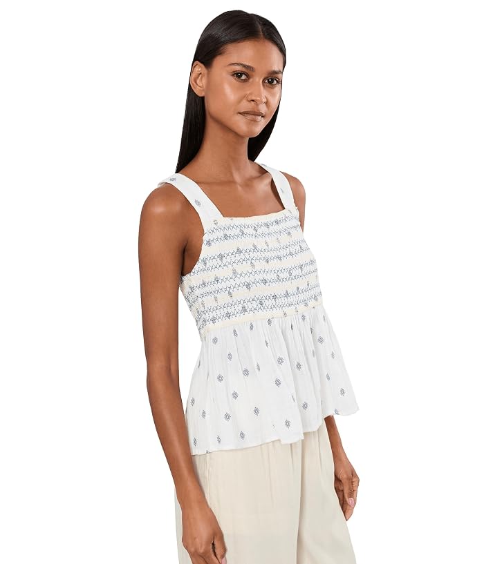 Liverpool Los Angeles Sleeveless Smocked Woven Top with Embroidery - Image 3