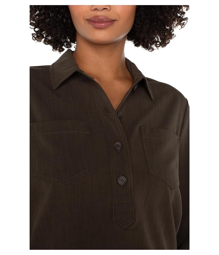 Liverpool Los Angeles Popover Long Sleeve Shirt With Elastic At Waist - Image 3