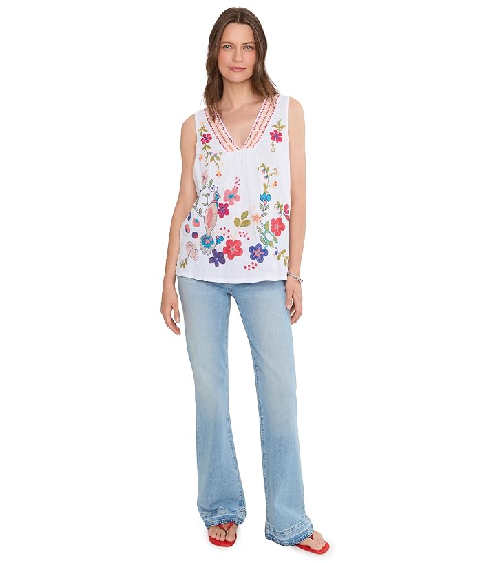Johnny Was V-neck Shirred Linen Tank - Estrella - Image 2