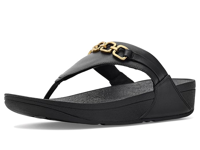 FitFlop Lulu Square-Chain Leather Toe-Post Sandals