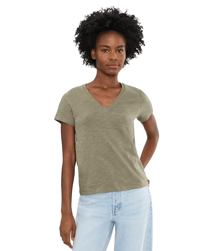 Lilla P Short Sleeve Back Seam V-Neck