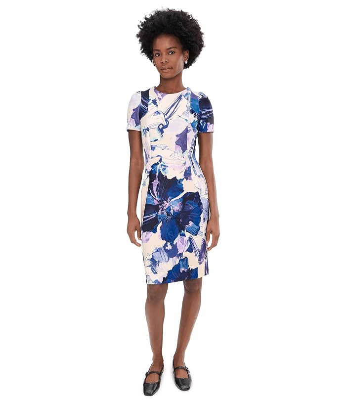 Calvin Klein Short Sleeve Floral Scuba Sheath