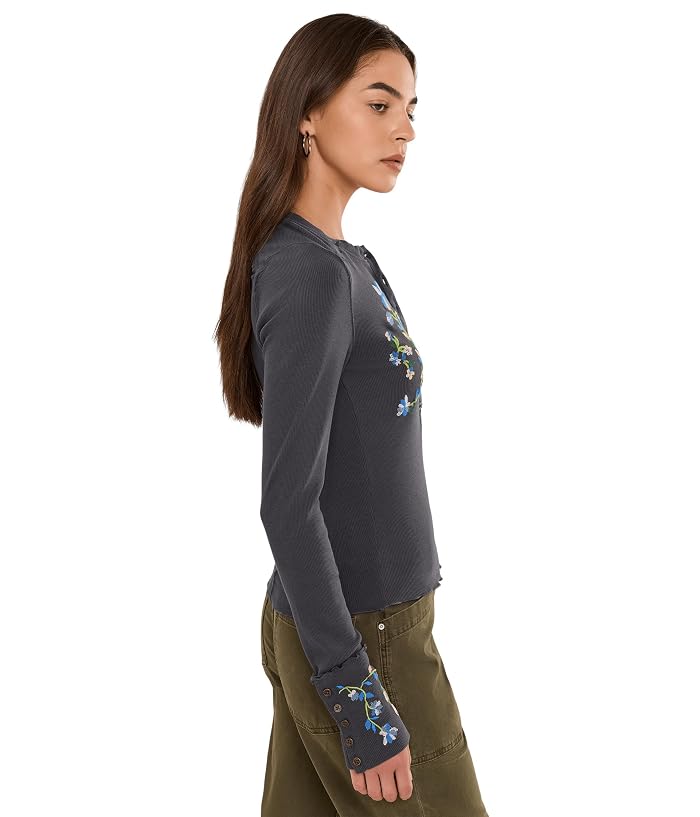 Free People Fleur Embroidered Cuff Henley - Image 3