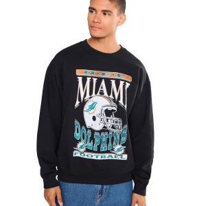 Junk Food Clothing NFL Miami Dolphins Helmet Crew Fleece