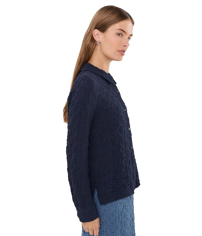 Eileen Fisher Petite Bubble Jacquard Classic Collar Shirt - Image 3