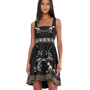 Adrianna Papell Embroidered Short Dress
