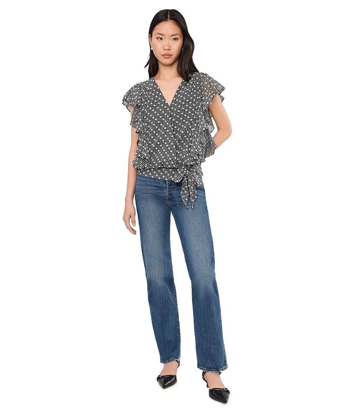 Liverpool Los Angeles Short Ruffle Sleeve Draped Front Woven Blouse - Image 2