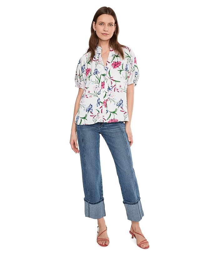 CeCe Ruffle Neck Raglan Seam Split Neck Top - Image 2