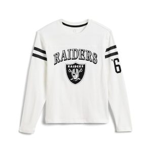 Junk Food Clothing Kids NFL Las Vegas Raiders Striped Yoke Long Sleeve Tee (Little Kid/Big Kid)