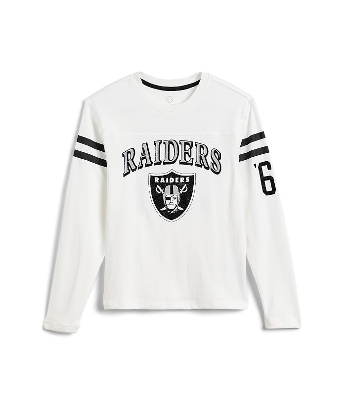Junk Food Clothing Kids NFL Las Vegas Raiders Striped Yoke Long Sleeve Tee (Little Kid/Big Kid)