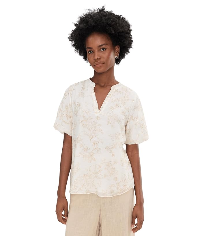 Vince Camuto Crew Neck Short Puff Sleeve Top