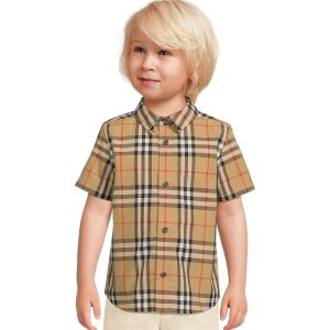 Burberry Kids Owen Check Short Sleeve Shirt (Infant/Toddler)